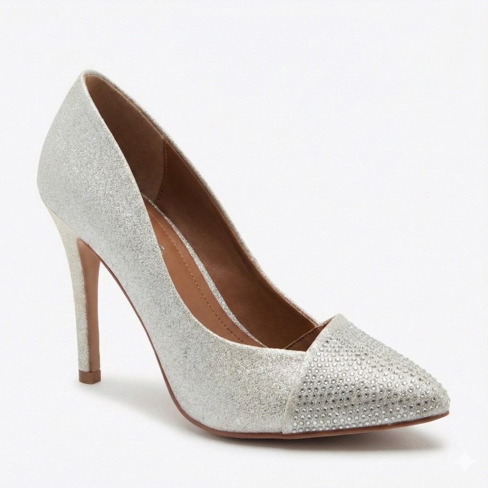 Elegant Silver Glitter Heels (4") - Perfect for Holidays & Galas